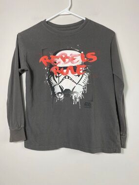 Star Wars Rebels Boys Long Sleeve Tee Gray Stormtrooper Size M 7-8